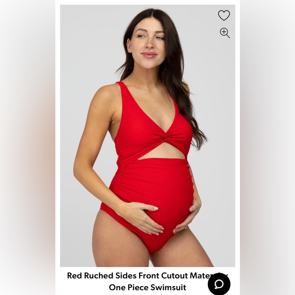 Red one piece maternity swimsuit